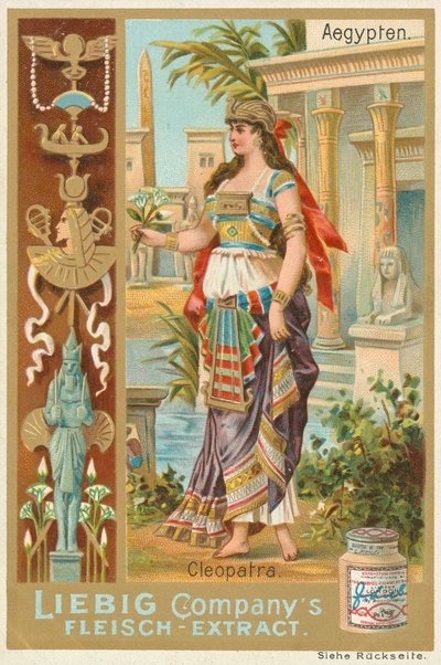 Egypten, Kleopatra, Liebigkort, tidigt 1900-tal (chromo) av European School