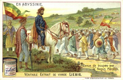 Kejsar Menelik II av Etiopien granskar trupperna av European School
