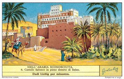 Sagoslott i öknen vid Sejun (chromolitho) av European School