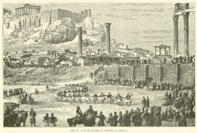 Fete du temple de Jupiter, en Aten (gravyr) av European School