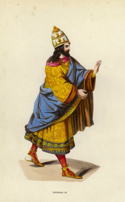 Frederic III (färgad gravyr) av European School