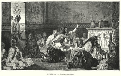 Begravning i det antika Egypten (litho) av European School