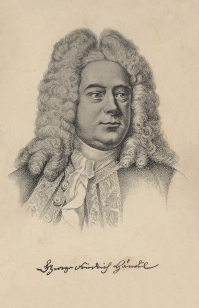 George Frideric Handel, tyskfödd brittisk barocktonsättare (litografi) av European School