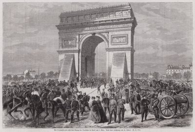 Tyska soldater vid Triumfbågen, Paris, efter att ha säkrat segern i det fransk-preussiska kriget, 2 mars 1871 (gravyr) av European School