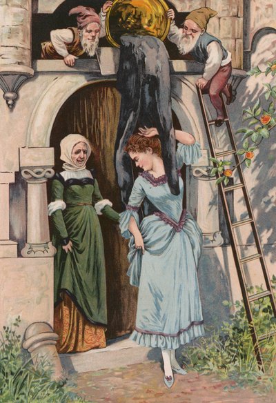 Grimms sagor: Gamla Mamma Frost (chromolitho) av European School