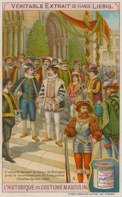 Gäster som väntar utanför katedralen i Bologna vid kröningen av kejsar Karl V 1536 av European School