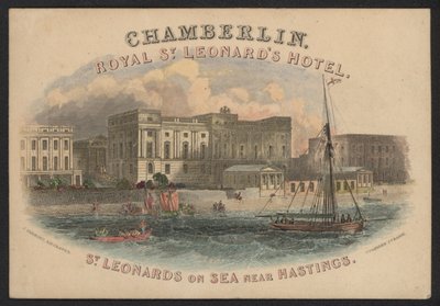Hotel Trade Card (färgad gravyr) av European School