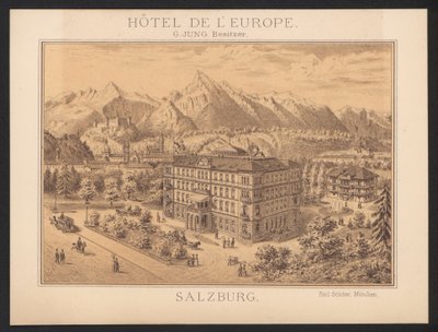 Hotel Trade Card (färgad gravyr) av European School