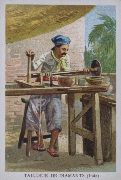 Indisk diamantskärare (färg litho) av European School