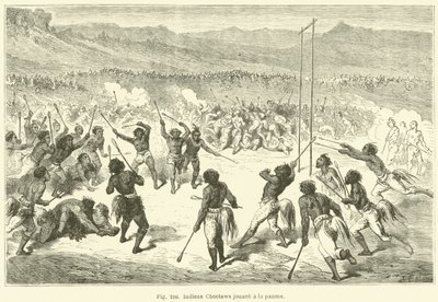 Choctawindianer som spelar palm (gravyr) av European School