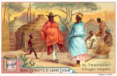 Ursprungsby i Transvaal (chromolitho) av European School