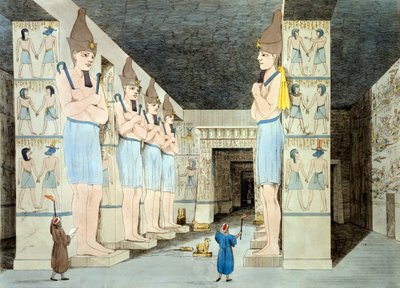 Interiör av Rameses tempel i Abu Simbel (färgad etsning) av European School