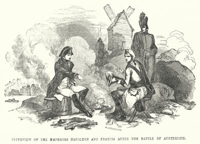Intervju med kejsarna Napoleon och Franciskus efter slaget vid Austerlitz (gravyr) av European School