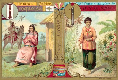 Iroquois och javanesiska kvinnor (chromolitho) av European School