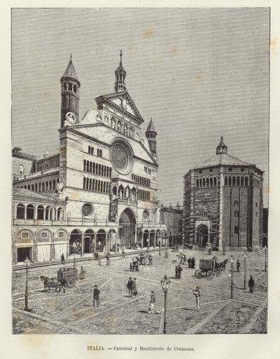 Italien - Cremona katedral och dopkapellet av European School