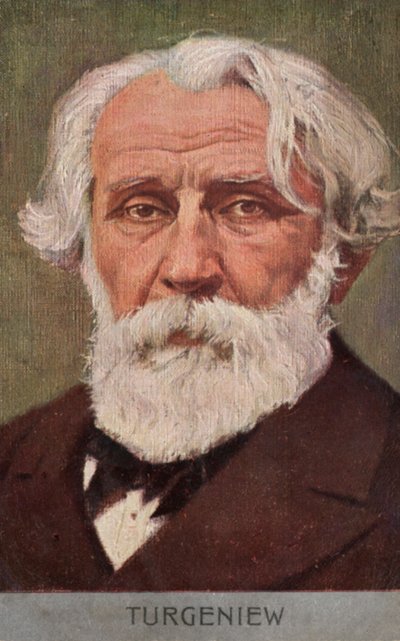 Ivan Turgenev, rysk romanförfattare (färglitografi) av European School