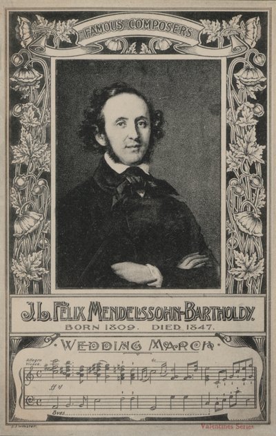 J L Felix Mendelssohn-Bartholdy, Porträtt (litografi) av European School
