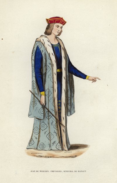 Jean De Werchin, Chevalier, Senechal De Hainaut (färgad gravyr) av European School
