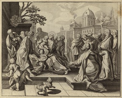 Jesus Kristus välsignar de små barnen (gravyr) av European School