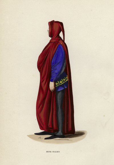 Ung italiensk (färgad gravyr) av European School