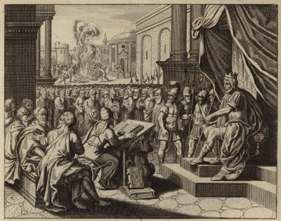 Josias förnyar förbundet med Gud (gravyr) av European School