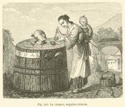 Cangue, kinesisk tortyr (gravyr) av European School
