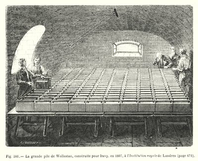The Great Pier of Wollaston, byggd för Davy, 1807, vid Royal Institution i London (gravyr) av European School