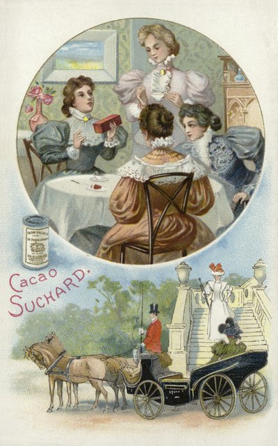 Damer som njuter av Suchard-kakao av European School