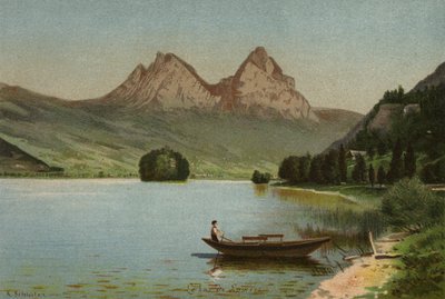 Luzernsjön: Lowerzsjön (färglitografi) av European School