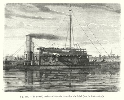 Le Brazil, brasilianska flottans bröstsköld, sett från det centrala fortet (gravyr) av European School