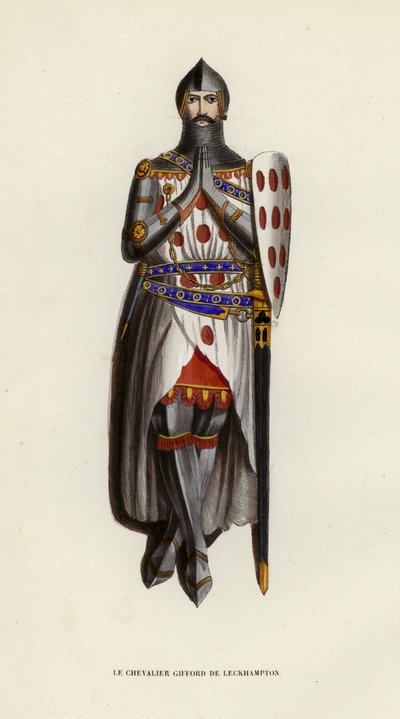 Le Chevalier Gifford De Leckhampton (färgad gravyr) av European School