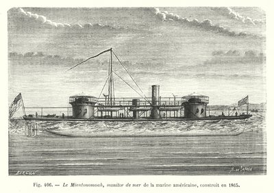 Miantonomoah, US Navy Sea Monitor, byggd 1865 (gravyr) av European School