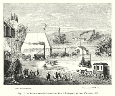 Loktävlingen hölls i Liverpool, oktober 1829 (gravyr) av European School