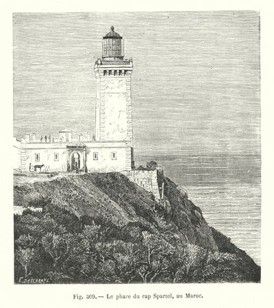 Cape Spartel fyr, Marocko (gravyr) av European School