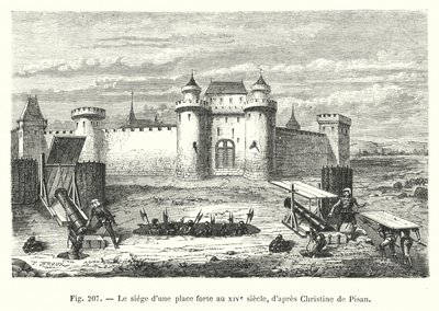 Belägringen av ett fäste på 1300-talet, efter Christine de Pisan (gravyr) av European School
