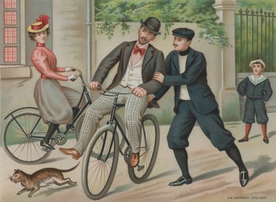 Att lära sig cykla (chromolitho) av European School