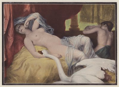 Leda, spartansk prinsessa från grekisk mytologi (färg litho) av European School