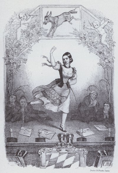 Lola Montez dansar bayersk historia (litho) av European School