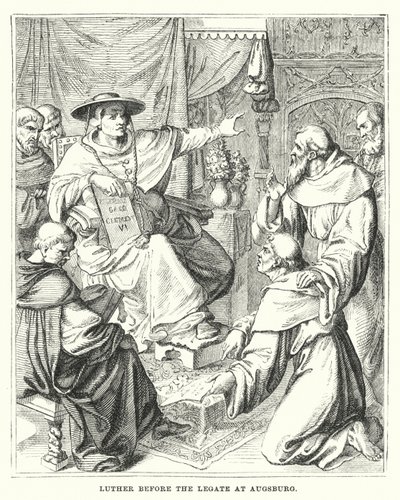 Luther inför legaten i Augsburg (gravyr) av European School