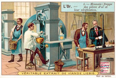 Göra och kontrollera guldmynt (chromolitho) av European School