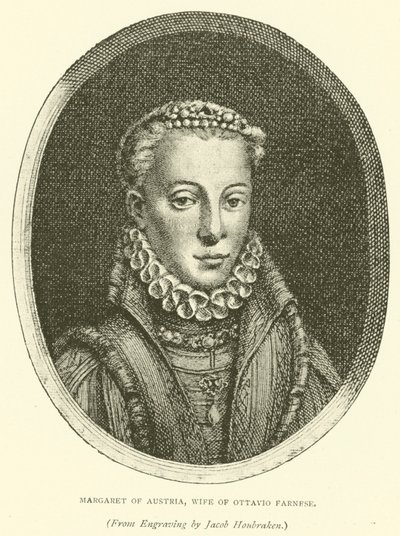 Margareta av Österrike, hustru till Ottavio Farnese (gravyr) av European School