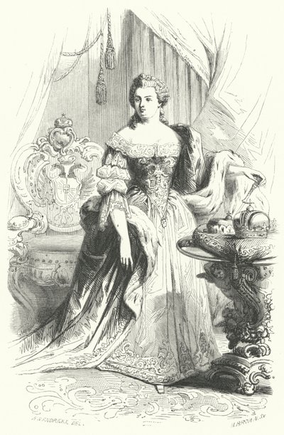 Maria Theresia av Österrike, heliga romerska kejsarinnan (gravyr) av European School