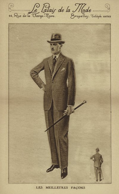 Herrmode cirka 1930-talet (litografi) av European School