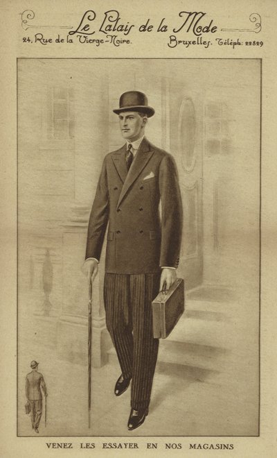 Herrmode cirka 1930-talet (litografi) av European School