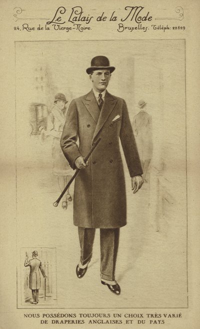 Herrmode cirka 1930-talet (litografi) av European School