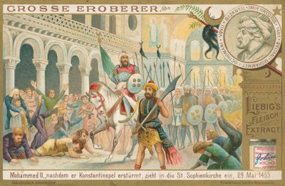 Mohammed II i Konstantinopel, Liebigkort, tidigt 1900-tal (chromo) av European School