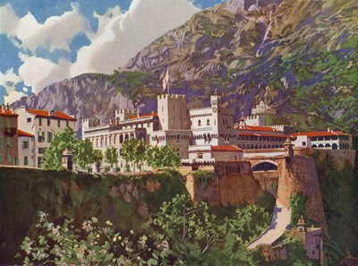 Monaco, Furstens palats (färglitografi) av European School