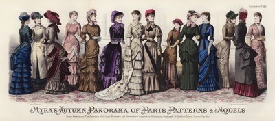 Myras höstpanorama över Paris mönster och modeller (färgad gravyr) av European School