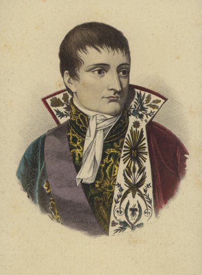 Napoleon Bonaparte (färgad gravyr) av European School