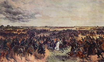 Napoleonska trupper i strid med Donkosackerna (färglitografi) av European School